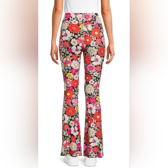 No Boundaries Pants - No Boundaries Retro Floral Stretch Flare Pants Plus Size XXXL
